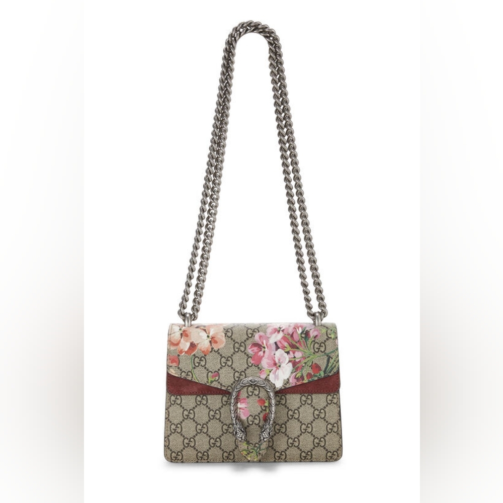 🌸 GUCCI Bloom 🌸 GG Supreme Mini Dionysus Floral Accent Crossbody Bag Purse